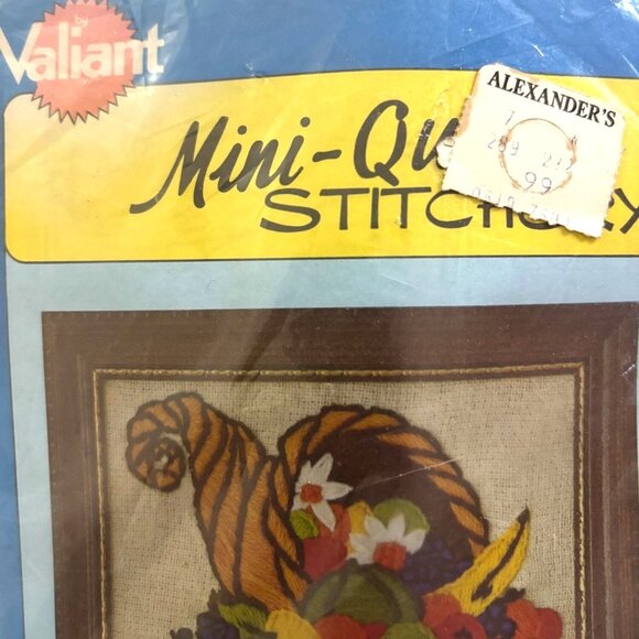 VINTAGE Valiant Mini-Quick Stitchery Kit Horn OPlenty 5x7 Includes Thanksgiving - Picture 3 of 5